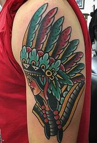 Indian headdress tattoo qauv ntawm xub pwg