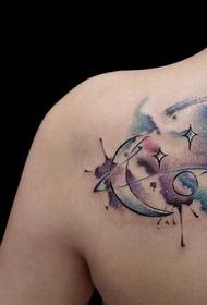 Плече аквареллю місяць татуювання татуювання