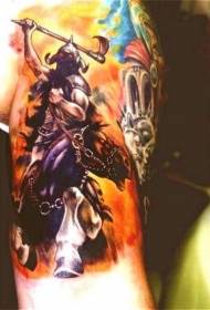 Ekwensu Viking Warrior Tattoo Pattern na Horseback