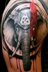 Braço nova escola diabo elefante tatuagem padrão