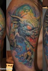 Arm kleur fantasie monster draak tattoo patroon
