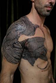 男性肩部胸部創意斑馬條紋個性紋身圖案