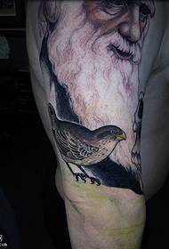 Schouder oude man en vogel tattoo patroon