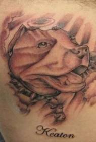 Modello tatuaggio commemorativo testa di cane posteriore