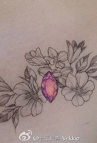 Patrón de tatuaje de flor de piedras preciosas picantes en el hombro