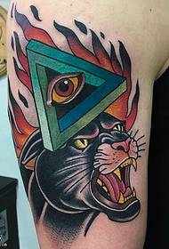 Saddex-xagalka indhaha ee qaabka 'madow panther tattoo'