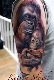 Arm søt dyr gorilla familie tatoveringsmønster