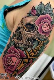 Shoulder dagger rose tattoo pattern