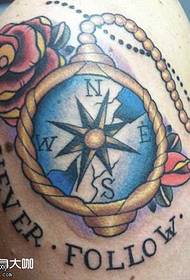 Shoulder rose compass tattoo pattern