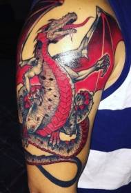 Színes fantázia sárkány tetoválás minta karokkal díszes