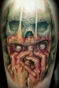 Ang makahadlok nga realistiko nga kalisang sa nawong ug sumbanan sa tattoo sa bungo