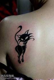 Shoulder trend cute totem cat tattoo pattern