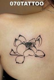 Sveža lepotna ramena super očarljiva ilustracija za tatoo iz lotosa