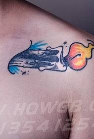 Colorful candle tattoo pattern on the shoulder
