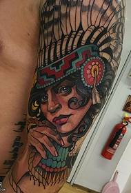Shoulder tribal headdress tattoo pattern