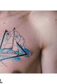 Shoulder watercolor triangle sailboat tattoo pattern