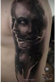 Big arm scary woman portrait tattoo pattern