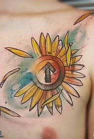 Rameno akvarel slnečnice tetovanie vzor