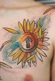 Modèle de tatouage d'épaule aquarelle tournesol