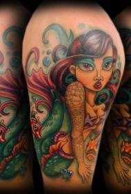 Mokhoa oa tattoo oa khale oa mermaid tattoo