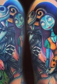 Un excelente modelo de tatuaxe de noiva de zombies en cor