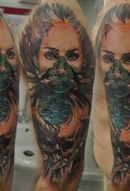 Farebné strašidelné žena tetovanie vzor