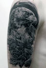 Tatuaggio del braccio della foglia di acero color aquila di scuola