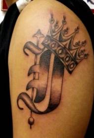 Barua kubwa za mkono na muundo wa tattoo ya taji