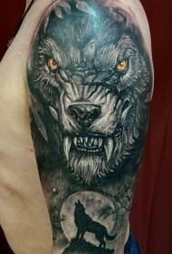 Storarm ny skola varg tatuering mönster