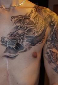 Мъжки половин карнавален модел на татуировка на дракон в японски стил