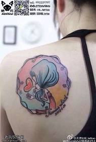 Кольоровий малюнок татуювання дівчинка на плечі
