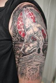Veľké rameno vynikajúce kamenné monštrum tetovanie vzor