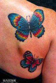 Na ramo barva metulj tatoo vzorec