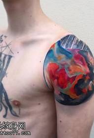 Watercolor totem tattoo pattern on the shoulder