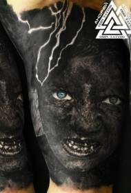 Strašidelné monštrum strašidelné portrét tetovanie vzor