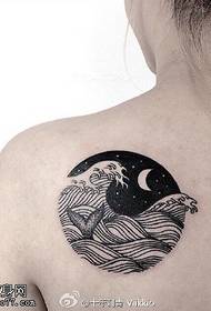 Classic wave fishtail starry sky tattoo pattern