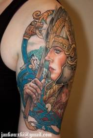 Arm fantasy fjochtsjen keninginne portret tattoo patroan