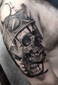 Tattoo patroon met een grote arm met een hoed op