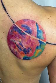 Modello di tatuaggio luna colorato tritato