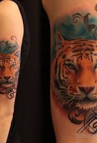 Χέρι ζωγραφισμένο σχέδιο τατουάζ κεφάλι τίγρη