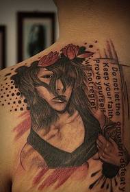 Bizkarreko sorbalda Europako eta Ameriketako tatuaje femeninoaren avatar eredua