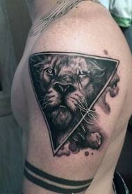 New school style triangle lion head tattoo pattern