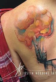 Padrão de tatuagem de fogos de artifício em aquarela de ombro