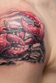 大紅色螃蟹紋身圖案