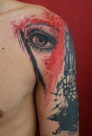 Modello di tatuaggio occhio spalla donna colore