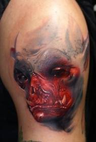 Modèle de tatouage de démon sanglant de style d'horreur coloré