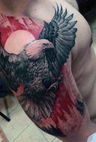 Grandega aglo kolora tatuaje ŝablono sur la ŝultro