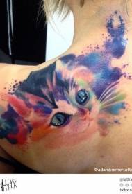 Милі дівчата плече аквареллю стиль татуювання кошеня