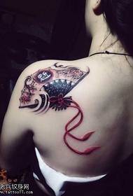 Shoulder fan tattoo pattern