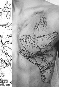 Axelsticka hand tatuering mönster